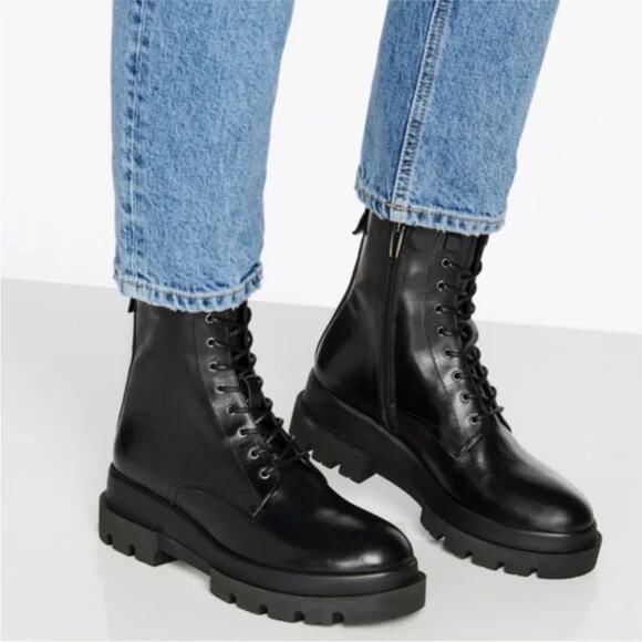 LA CANADIENNE Brendan Combat Boots Lug Sole Waterproof Black Leather 38 US 7.5 - Picture 13 of 13